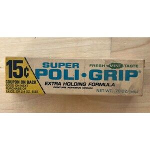 1950's Poli-Grip Denture Adhesive Cream Tube with Box